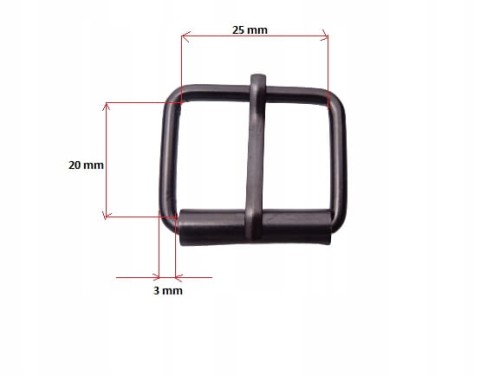 Klamra metalowa rymarska do paska 25 / 20 / 3 mm CZARNY MAT 10 sztuk (5)