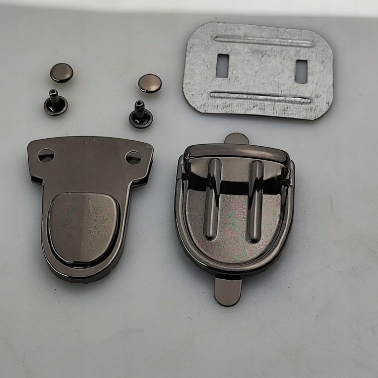Zamek zapięcie metalowe do teczki torebki 28 / 41 mm czarny nikiel