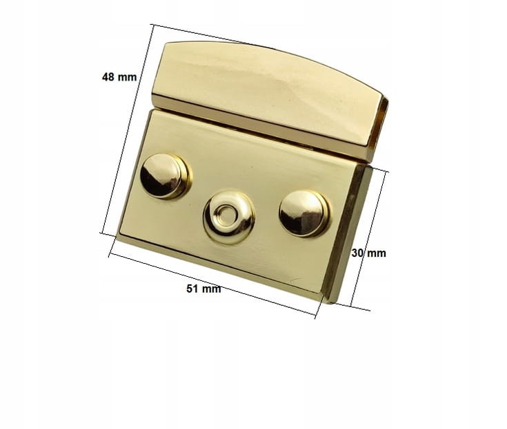 Zamek zapięcie do torebki teczki 51 x 48 mm złoty