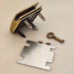 Zamek zapięcie do teczki torebki 43 x 43 mm stare złoto