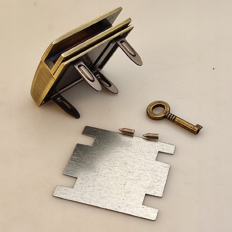 Zamek zapięcie do teczki torebki 43 x 43 mm stare złoto