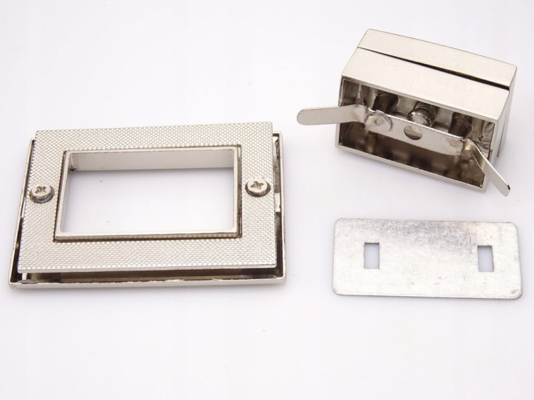 Zamek zapięcie do torebki teczki 55 x 41 mm srebrny