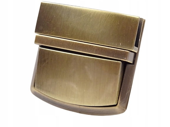 Zamek zapięcie do teczki torebki 43 x 43 mm stare złoto