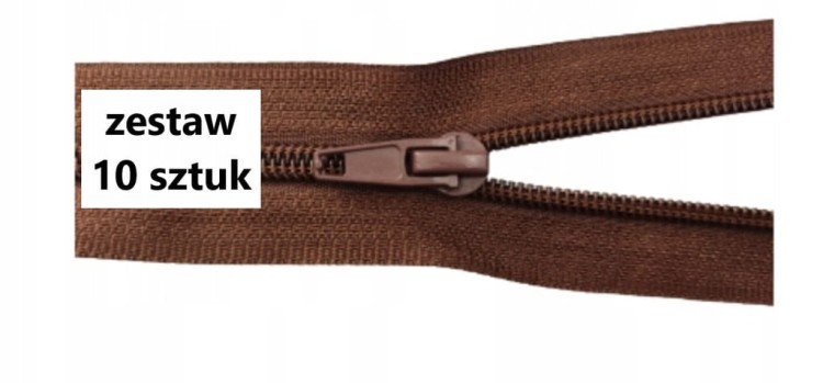 Zamek błyskawiczny rozdzielczy spiralny # 5 żyłkowy 85 cm brązowy 10 sztuk