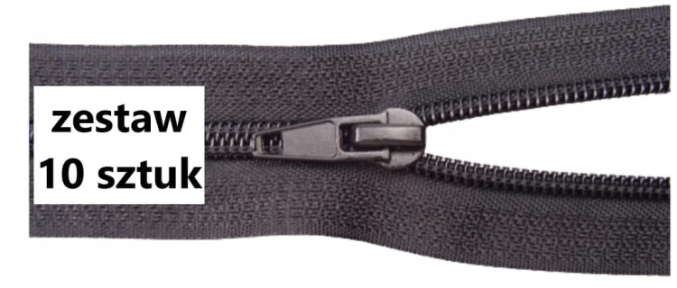 Zamek błyskawiczny rozdzielczy spiralny # 5 żyłkowy 75 cm czarny 10 sztuk