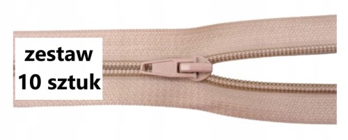 Zamek błyskawiczny rozdzielczy spiralny # 5 żyłkowy 75 cm beż 10 sztuk