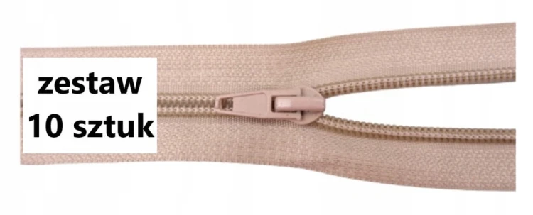 Zamek błyskawiczny rozdzielczy spiralny # 5 żyłkowy 65 cm beż 10 sztuk