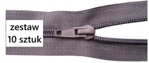 Zamek rozdzielczy spiralny # 5 żyłkowy 65 cm ciemny szary 10 sztuk