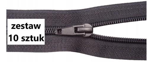 Zamek błyskawiczny rozdzielczy spiralny # 5 żyłkowy 45 cm czarny 10 sztuk
