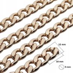Łańcuszek GRUBY metalowy 16 / 12 / 3 mm do torebki 100 cm złoty