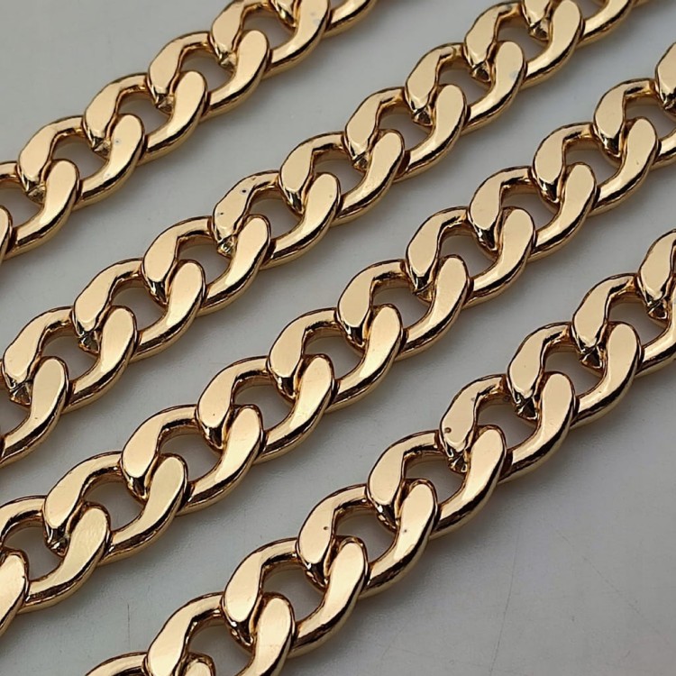 Łańcuszek GRUBY metalowy 16 / 12 / 3 mm do torebki 100 cm złoty
