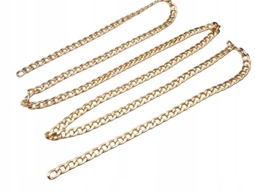Łańcuszek metalowy bez karabińczyków do torebki 6 x 9 mm złoty 100 cm