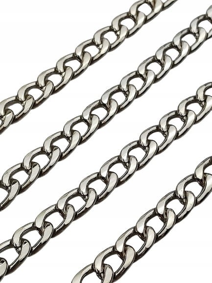 Łańcuszek metalowy bez karabińczyków do torebki 100 cm srebrny 9 x 13 mm
