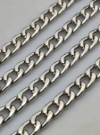 Łańcuszek metalowy bez karabińczyków do torebki 100 cm srebrny 9 x 13 mm