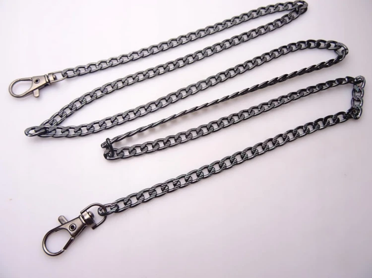 Łańcuszek do torebki z karabińczykiem 120 cm czarny