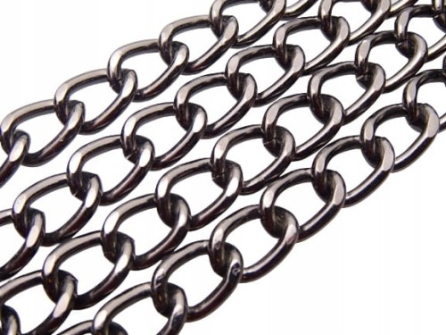 Łańcuszek metalowy bez karabińczyków do torebki 100 cm czarny nikiel