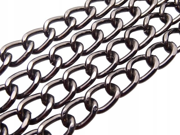Łańcuszek metalowy bez karabińczyków do torebki 100 cm czarny nikiel