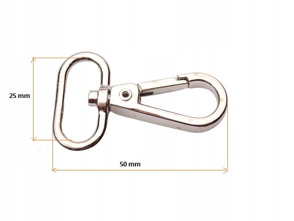 Karabińczyk metalowy 25 mm 2,5 cm do paska nikiel (17)