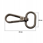 Karabińczyk metalowy do paska 20 / 45 mm czarny nikiel (70)