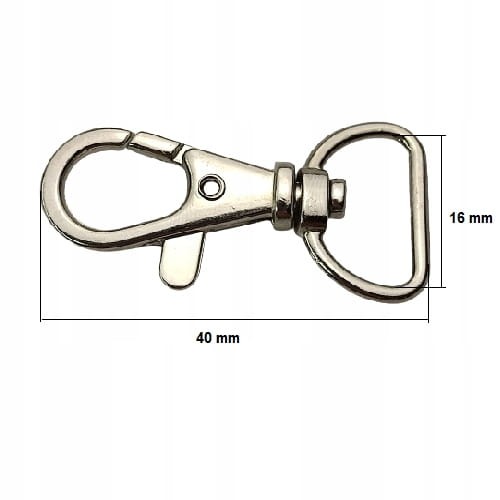 Karabińczyk metalowy do paska ryba 16 mm nikiel 10 sztuk (4)