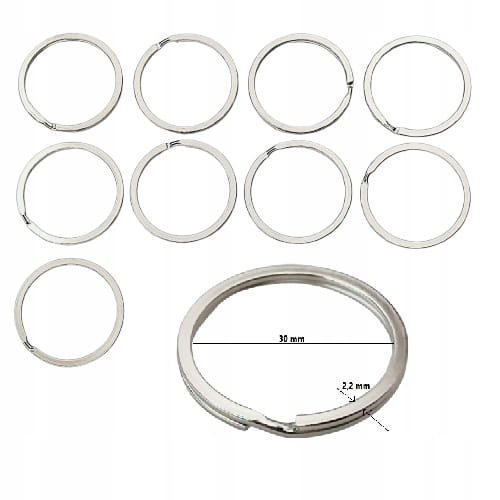 Kółko metalowe kaletnicze spiralne 30 / 2,2 mm srebrny 10 sztuk