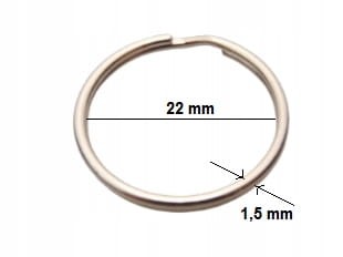Kółko metalowe kaletnicze spiralne do kluczy 22 / 1,5 mm srebrny 10 sztuk