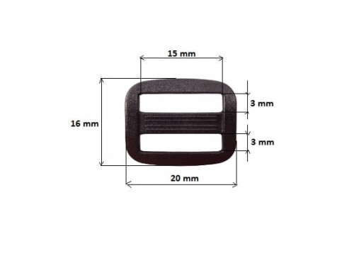 Ramka regulator plastikowy do torby plecaka 15 mm 10 sztuk czarny