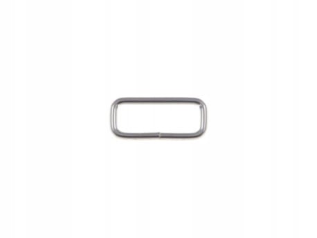 Ramka metalowa kaletnicza prostokąt 20 / 7 / 2.2 mm srebrna 50 sztuk