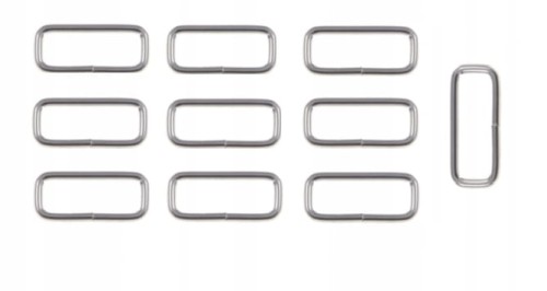 Ramka metalowa kaletnicza prostokąt 20 / 7 / 2,2 mm srebrny 10 sztuk