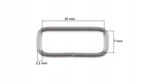 Ramka metalowa kaletnicza prostokąt 20 / 7 / 2,2 mm srebrny 10 sztuk
