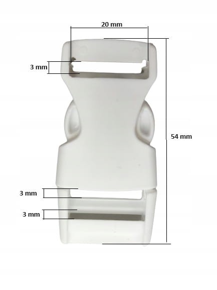 Klamra zatrzaskowa plastikowa do torby 20 mm do paska 10 sztuk biały