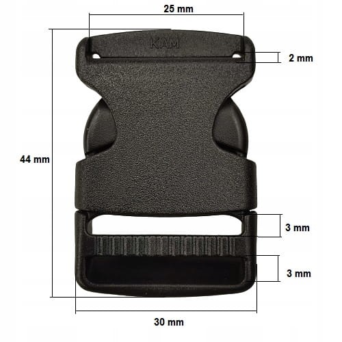 Klamra zatrzaskowa plastikowa 25 mm do paska torby plecaka 1 sztuka czarny