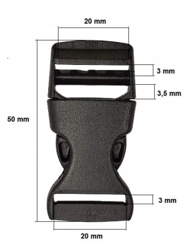 Klamra zatrzaskowa plastikowa 20 mm do paska 10 sztuk