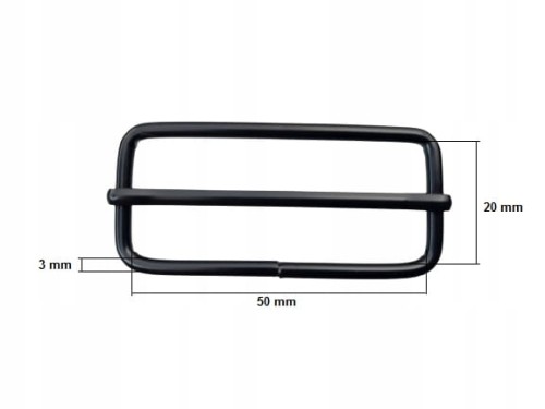 Regulator metalowy kaletniczy do paska torby 50 / 20 / 3 mm 10 szt czarny