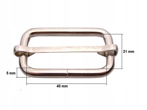 Regulator metalowy kaletniczy 40 / 21 / 5 mm 1 sztuka srebrny