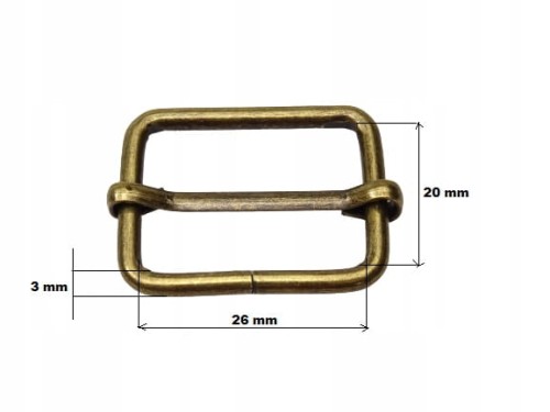 Regulator metalowy kaletniczy to paska 26 / 20 / 3 mm 10 szt stare złoto
