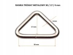 Ramka metalowa kaletnicza trójkąt 30 / 17 / 4 mm srebrna 10 sztuk