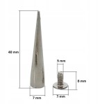 Ćwieki stożki metalowy nity skręcane 40 mm srebrny 10 sztuk