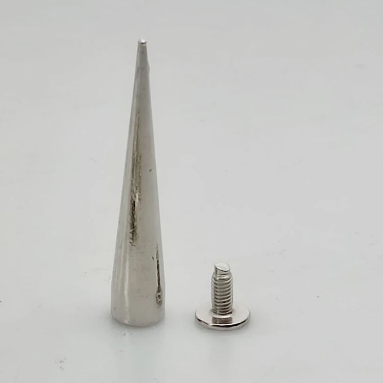 Ćwieki stożki metalowy nity skręcane 40 mm srebrny 10 sztuk