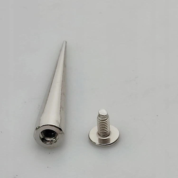 Ćwieki stożki metalowy nity skręcane 40 mm srebrny 10 sztuk