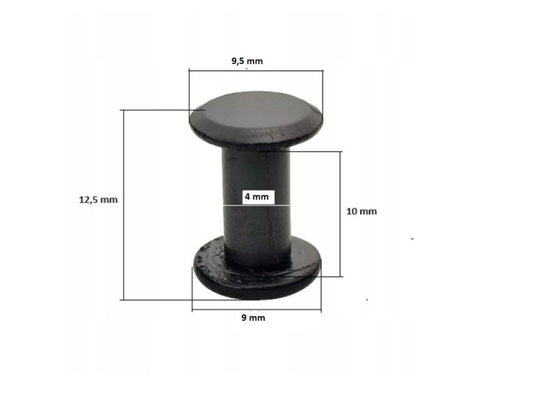 Nity skręcane śruba do paska 10 mm czarny mat 10 sztuk