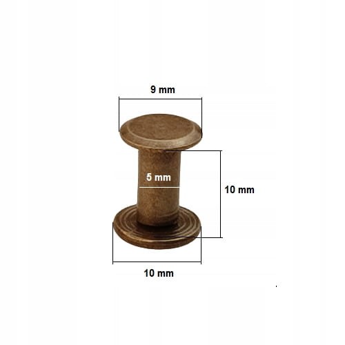 Nity skręcane śruba do paska 10 mm 10 sztuk stare złoto