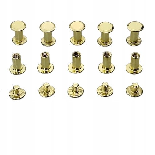 Nity skręcane śruba do paska 10 mm złoty 10 sztuk