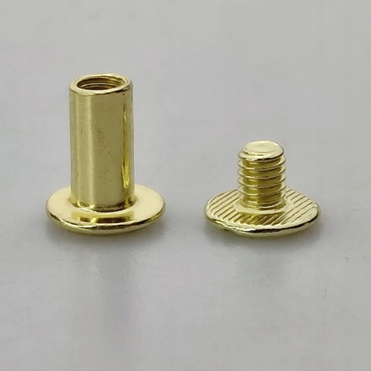 Nity skręcane śruba do paska 10 mm złoty 10 sztuk