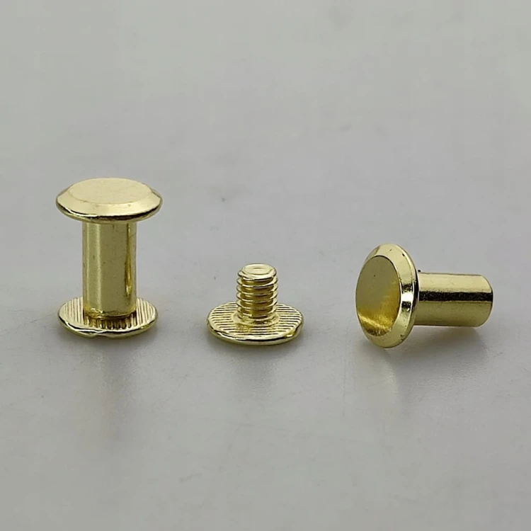 Nity skręcane śruba do paska 10 mm złoty 10 sztuk