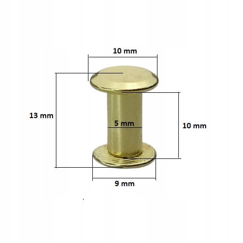 Nity skręcane śruba do paska 10 mm 1 szt złoty
