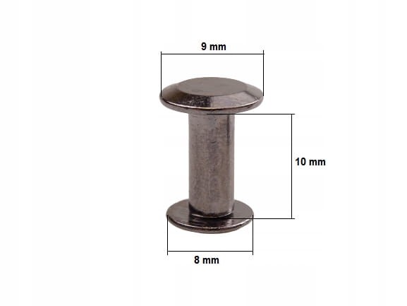 Nity skręcane śruba do paska 10 mm czarny nikiel 10 sztuk
