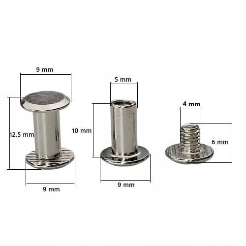 Nity skręcane śruba do paska 10 mm srebrny 10 sztuk