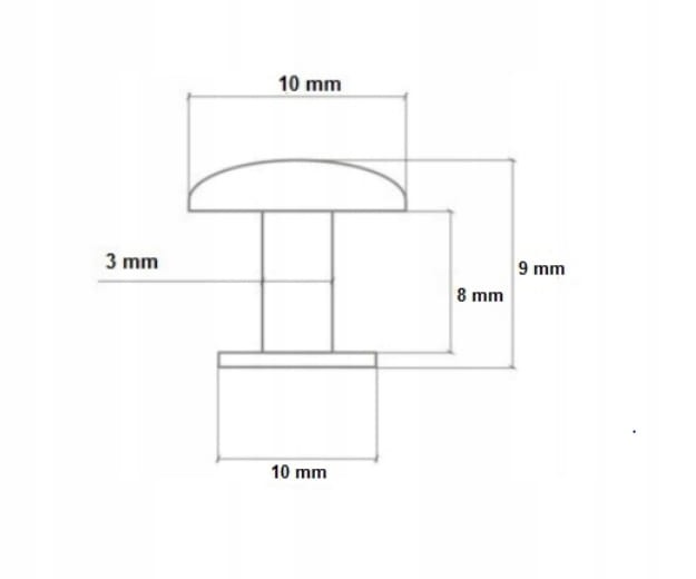 Nity zbitki kaletnicze szewskie 10 / 3 / 9 mm srebrny 10 sztuk