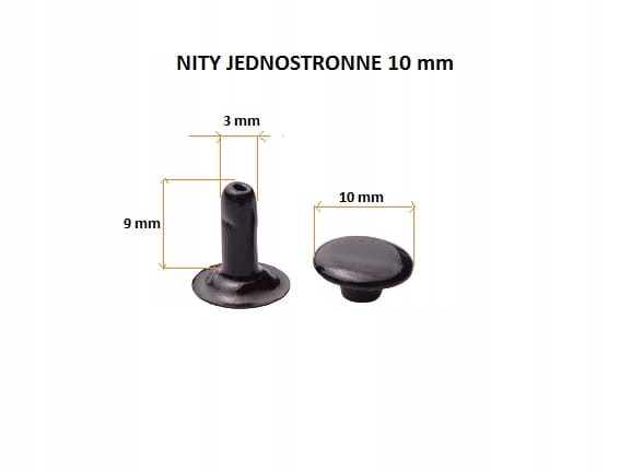 Nity zbitki jednostronne kaletnicze szewskie czarny mat 10 mm 100 sztuk